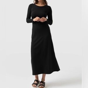 NWT Saint + Sofia Runway Black Sz 6 Long Sleeve Maxi Dress Organic Cotton